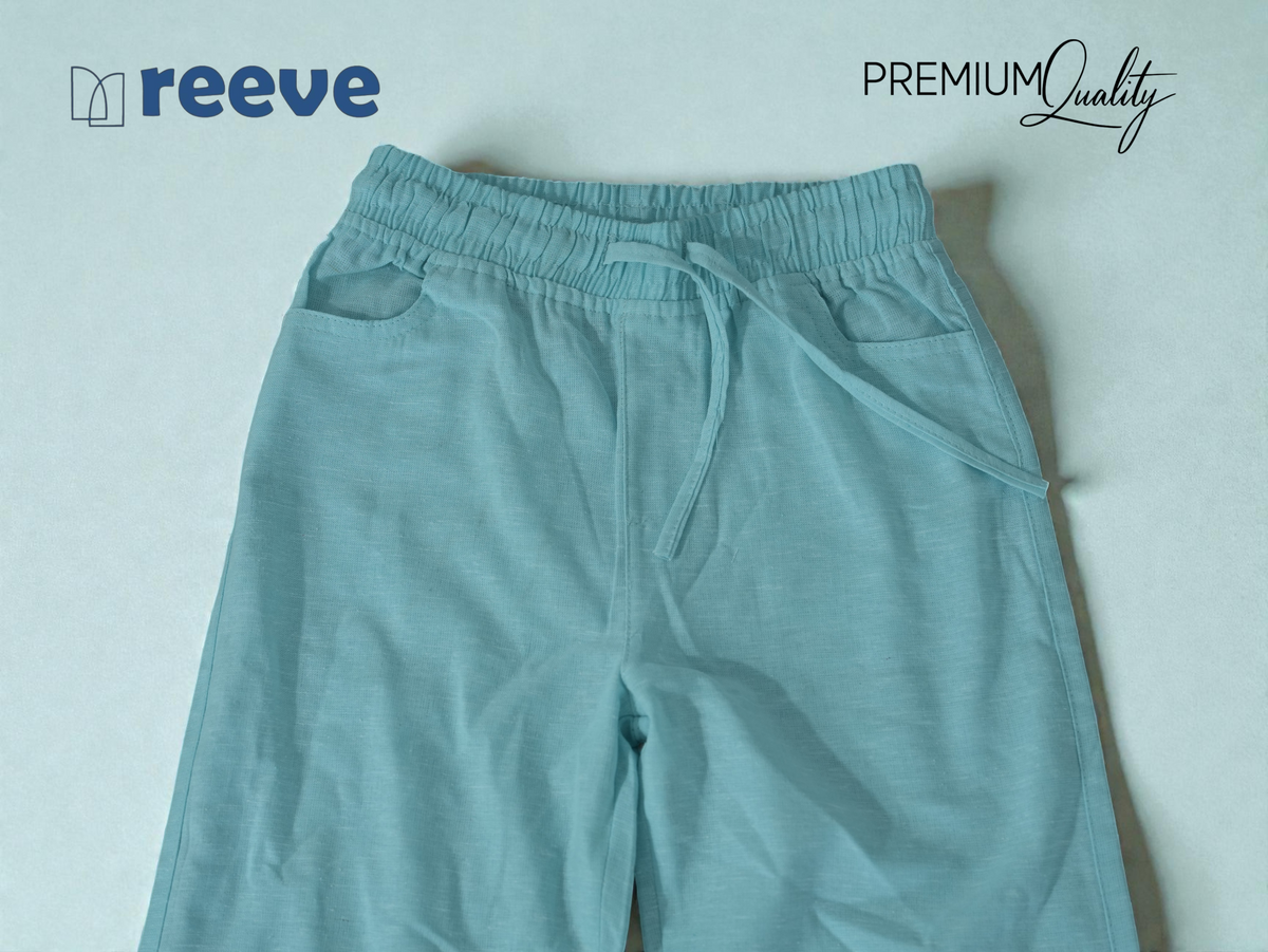 REEVE Kids Premium Remi Cotton Straight Fit Trousers - Aqua Blue
