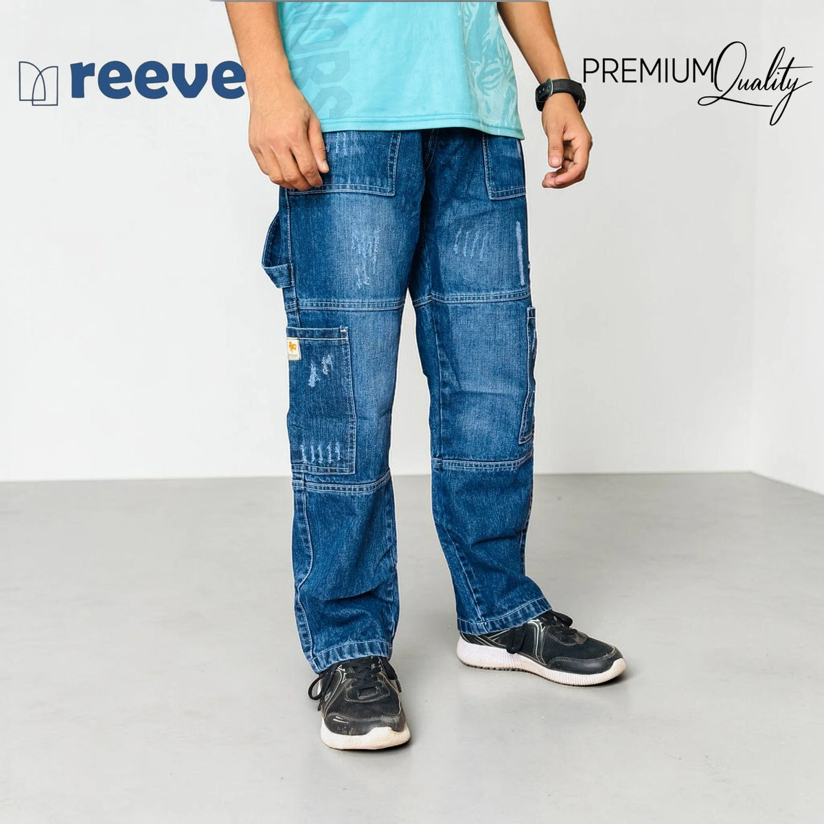 Premium 6-Pocket Baggy Cargo Jeans