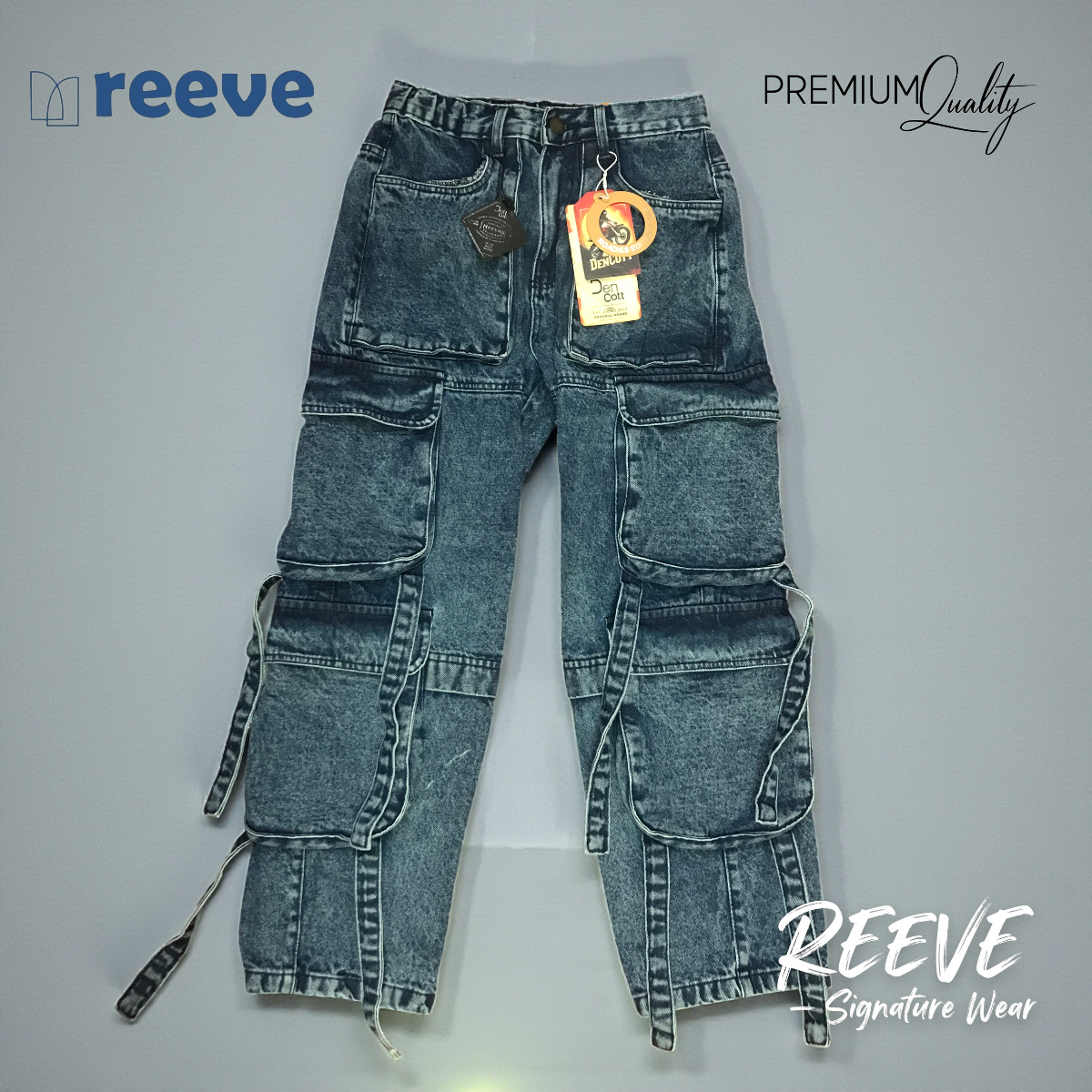 REEVE Rider Edition Acid Wash Blue Cargo Pants