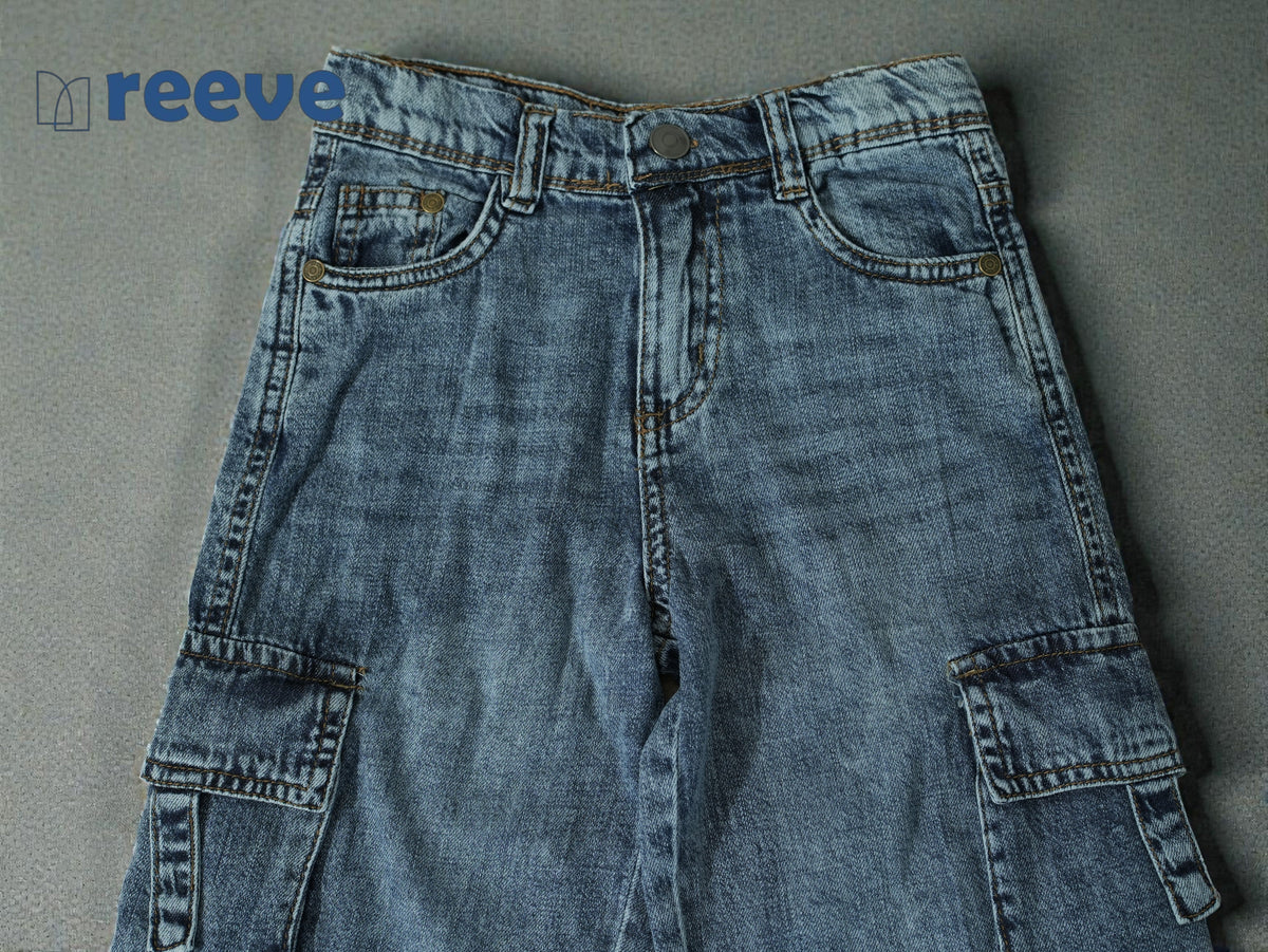 REEVE Kids Premium Lightweight Baggy Cargo Jeans - Super Soft Wash