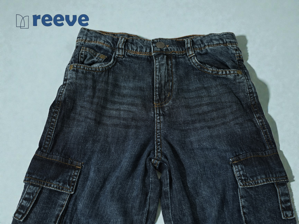 REEVE Kids Premium Lightweight Baggy Cargo Jeans - Super Soft Wash