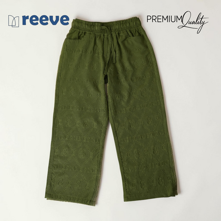 REEVE Kids Premium Textured Wide Leg Pants - Olive Green