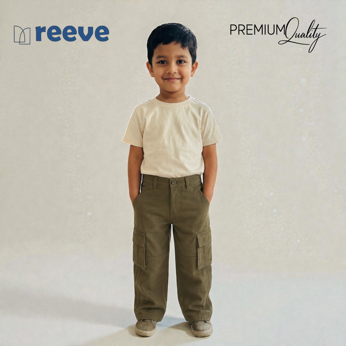 REEVE Kids Premium Essential Cargo Pants - Coffee Brown