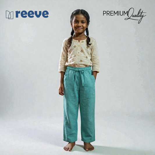 REEVE Kids Premium Remi Cotton Straight Fit Trousers - Aqua Blue
