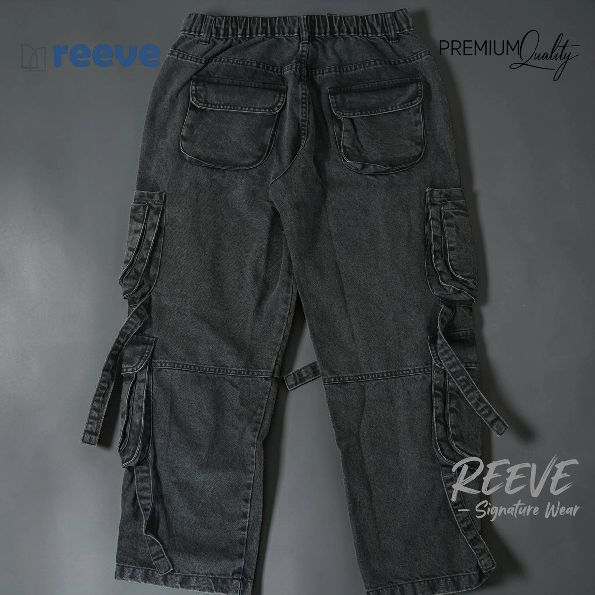 REEVE Rider Edition Unisex Black Cargo Pants – 11.8 oz 100% Cotton Baggy Fit