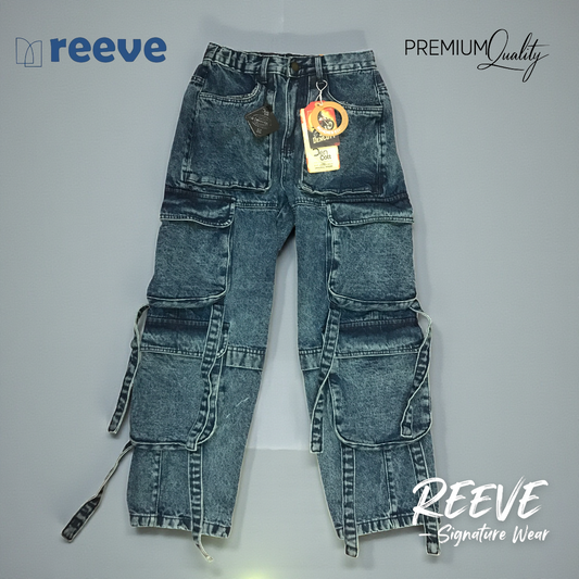 REEVE Rider Edition Acid Wash Blue Cargo Pants